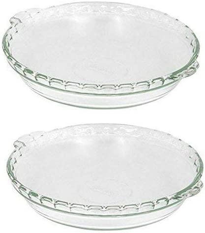 Pyrex Bundle - 2 Items: Bakeware 9-1/2-Inch Scalloped Clear Glass Pie Plates